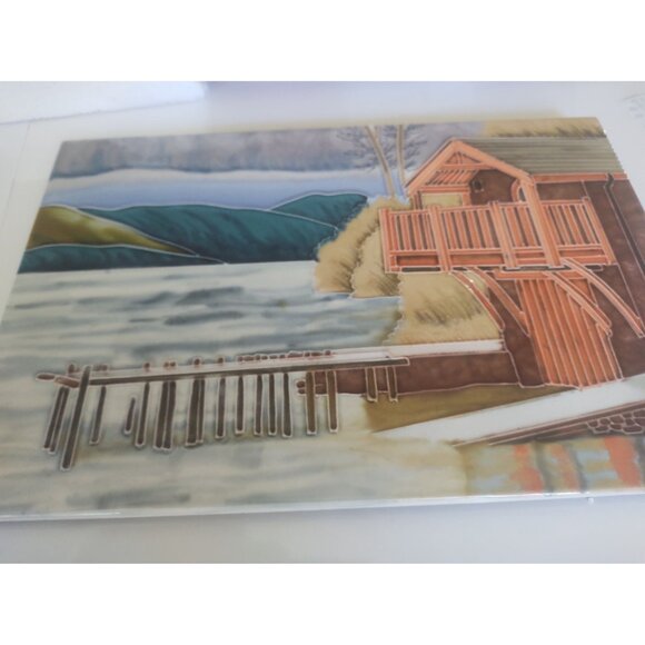 Benaya Ceramics Wall or Table Ceramic Tile 8x12" "Lake Cottage" - Picture 3 of 10
